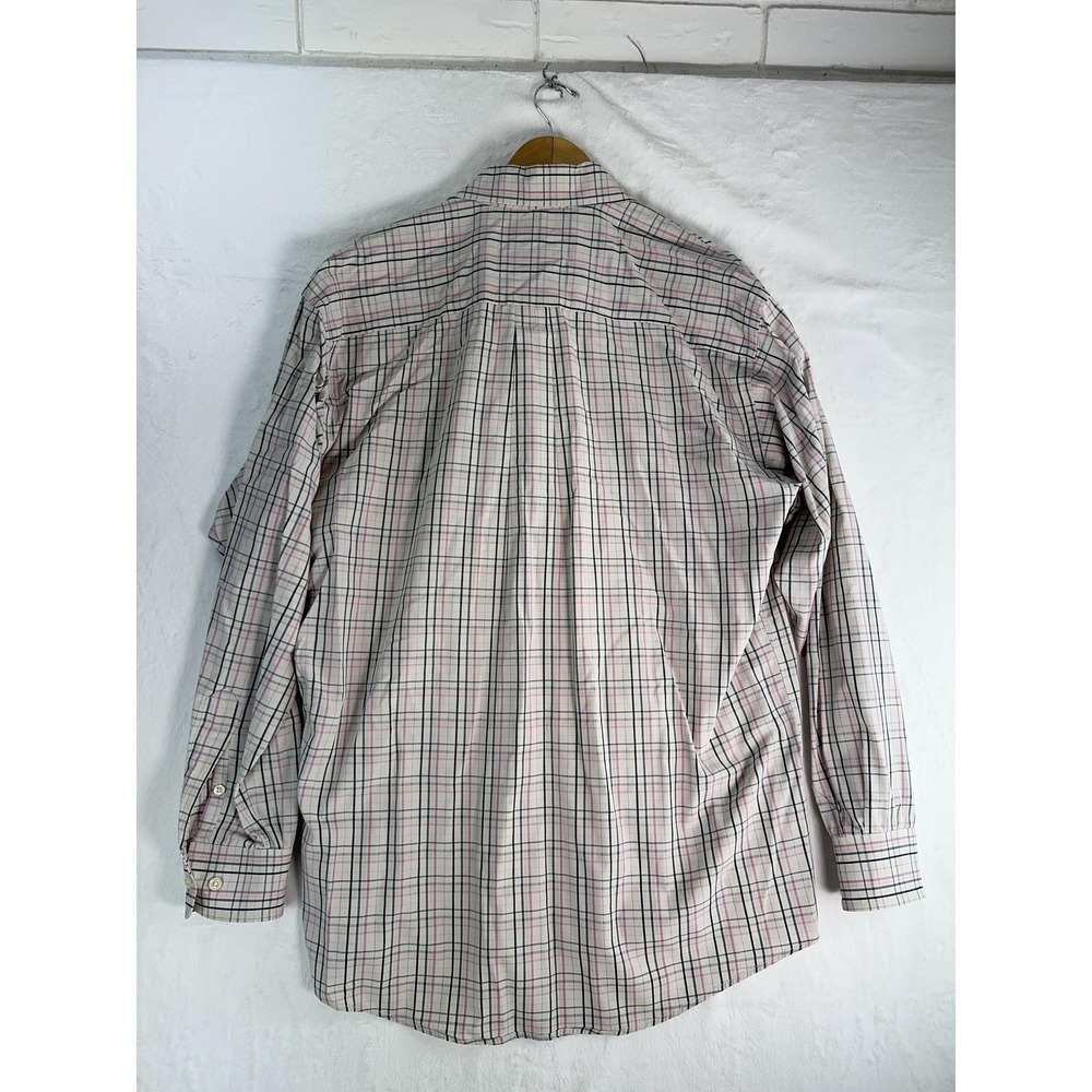 Burberry London Shirt Mens Large Pink Gray Check Plaid Button Down Made USA - Picture 7 of 7